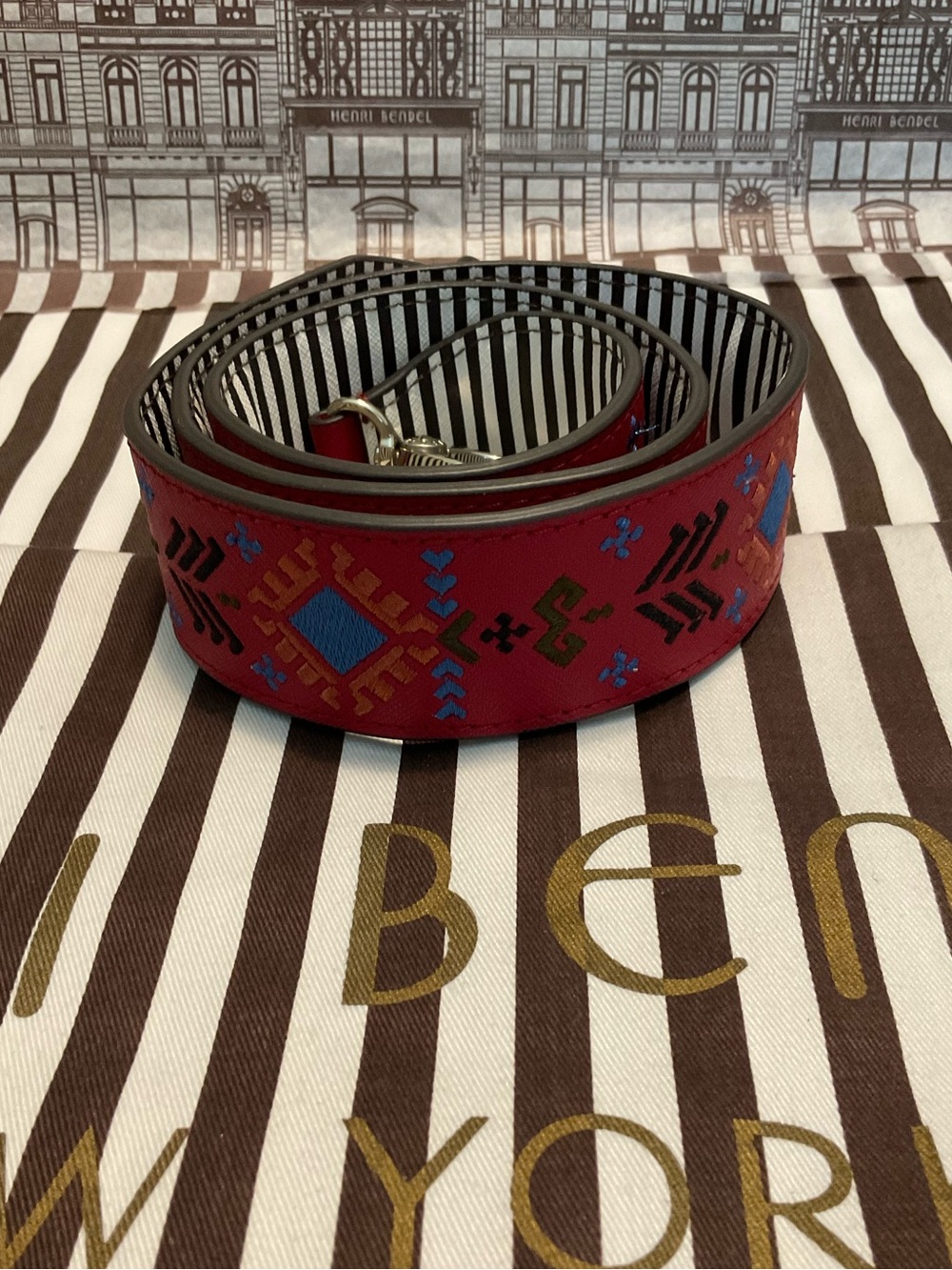 Henri Bendel Embroidered Guitar Purse Strap - Southwest / Aztec Pattern